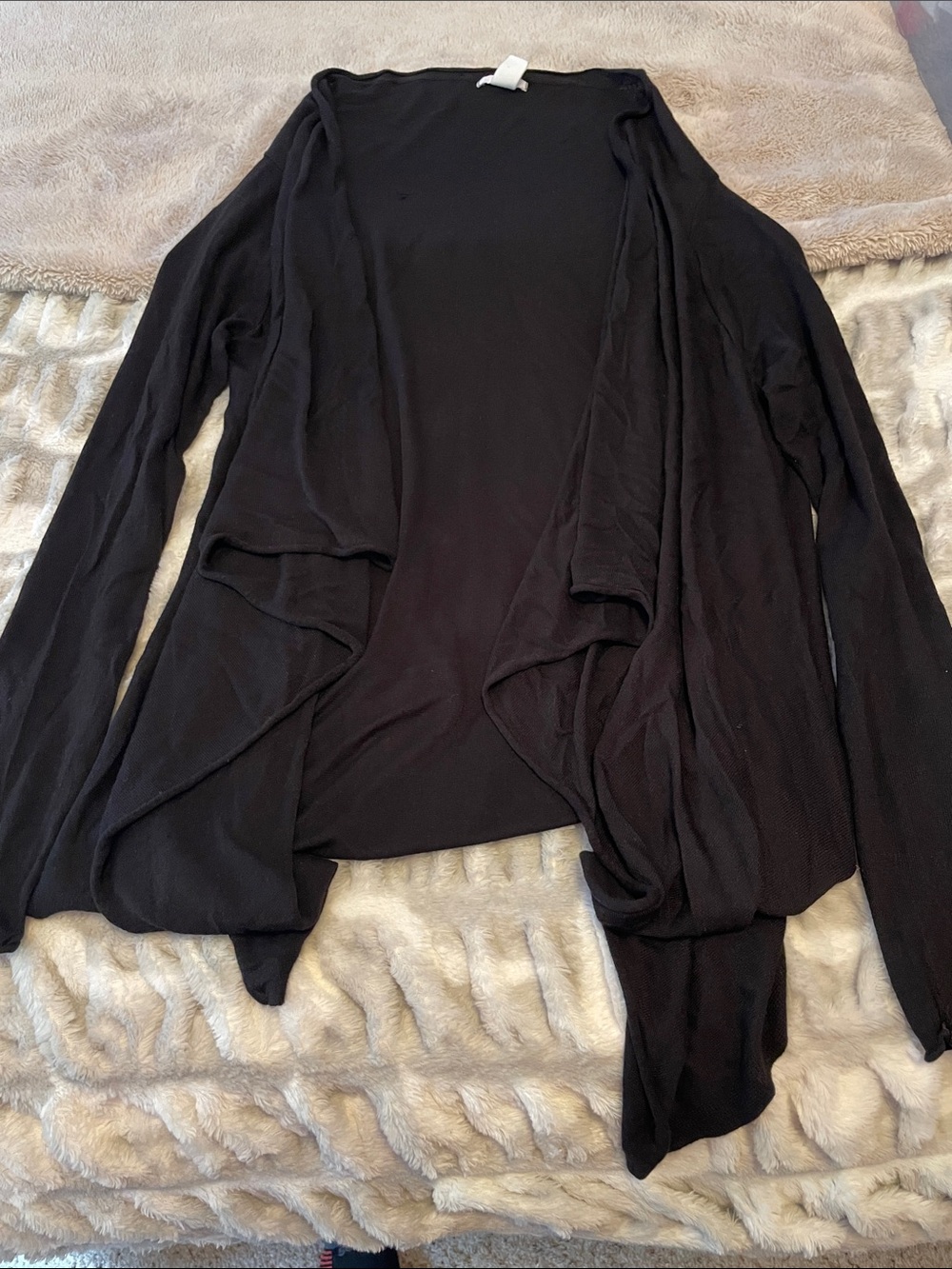 H&M Black Open-Front Draped Women's Cardigan
